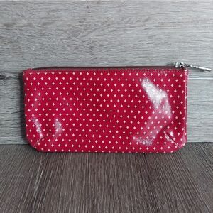 FOSSIL KeyPer Cosmetic Case Clutch Bag Coated Canvas Red Zip Pouch